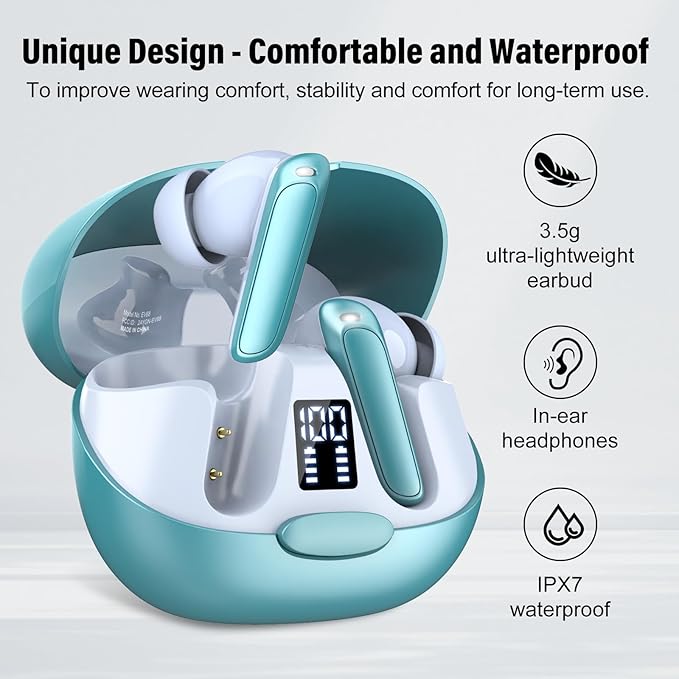 AI Language Translation Earbuds, 3-in-1 Translator Earbuds Real Time with 7 Translation Modes, with Audio and Video Call, 164 Language Bluetooth 5.3 Headphones Translating Device, Light Blue