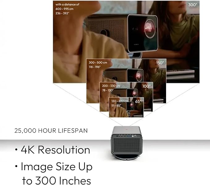 Leica Cine Play 1 Smart Portable Projector - Triple RGB Laser 4k Ultra High Definition Projector with WiFi and Bluetooth - Plug and Play Setup, Dolby Audio - 3,000 Lumens - 60"-300" Display