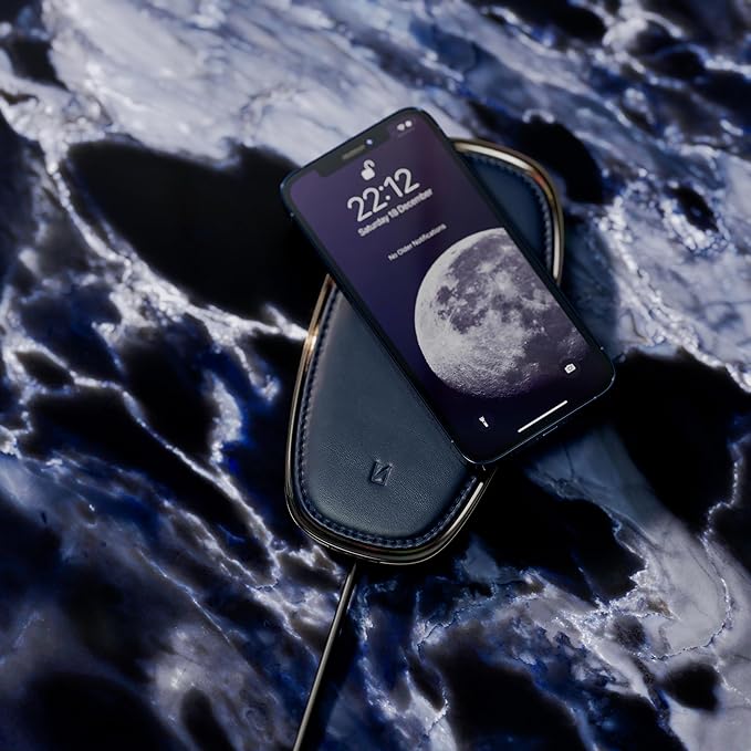 Lunar Artefacts Wireless Charger Lunar Midnight Blue Chrome Plated Brass
