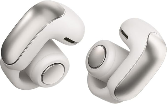 Bose Ultra Open Earbuds - Bluetooth Open Ear Earbuds with OpenAudio for Awareness, Clip-On Design for Comfort, Water Resistant, Up to 48 Hrs of Playtime, White Smoke