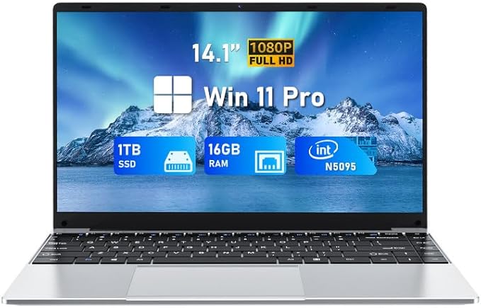 Laptop Computer, N5095 Gaming Laptop(up to 2.9Ghz), 14 Inch FHD Display(1920 x 1080), 16GB RAM 1TB SSD, Supports 180 Angle Opening, Bluetooth, Win 11 Pro.