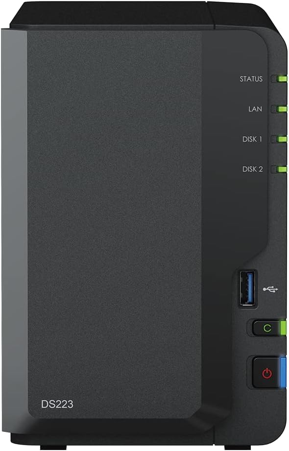 Synology DS223 Diskstation NAS (Realtek RTD1619B Quad-Core 2GB Ram 1xRJ-45 1GbE LAN-Port) 2-Bay with 2X 4TB WD Red Plus (Total 8TB)