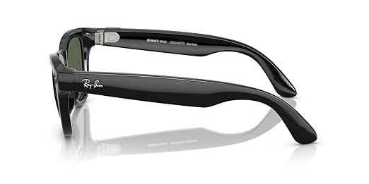 Ray-Ban Meta (Gen 1), Skyler, Shiny Black | Smart AI Glasses for Men, Women — 12 MP Ultra-Wide Camera, Open-Ear Speakers for Audio, Video Recording and Bluetooth — Green Lenses — Wearable Technology