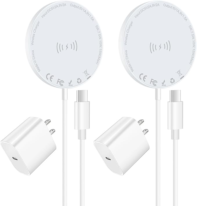 Magnetic Wireless Charger 2Pack 6FT Mag-Safe Charger iPhone Wireless Charger Pad with USB C Charger Plug for iPhone 17 16 15 14 13 12 11 Pro Max/iPhone 16 15 14 Plus/AirPods 2 3 4/AirPods Pro 2 3