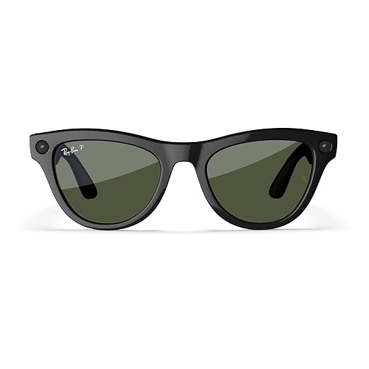 Ray-Ban Meta (Gen 1), Skyler, Shiny Black | Smart AI Glasses for Men, Women — 12 MP Camera, Open-Ear Speakers for Audio, Video Recording and Bluetooth — Polarized Green Lenses — Wearable Technology