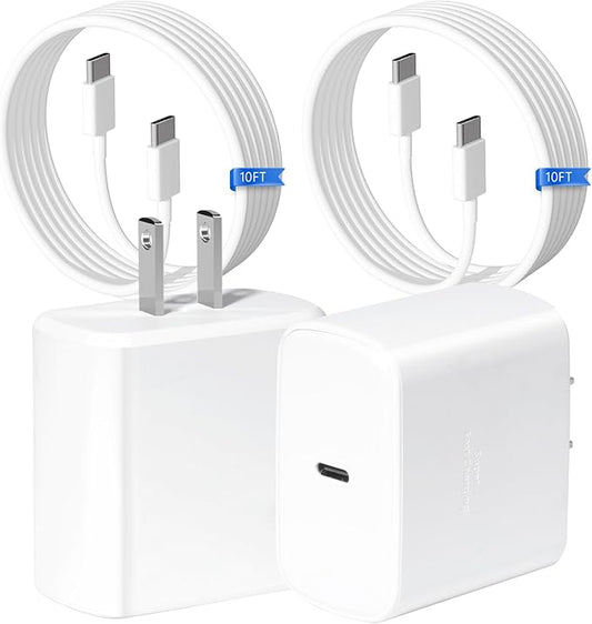 Fast USB C Charger for Samsung,45W Samsung Charger Fast Charging Block,2Pack USB C Android Phone Chargers 10FT Long TypeC Charging Cord for SamsungGalaxy S25 Ultra/S25+/S24 FE/S24+/S23/S22 FE/S21/S20+