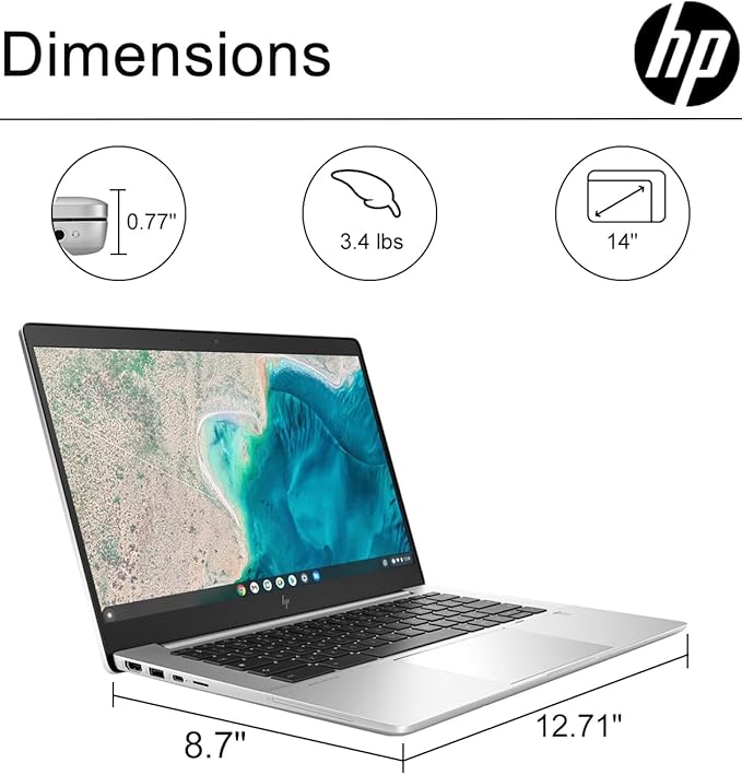 HP Elite C640 G3 Chromebook Plus Enterprise 14 Laptop (14" FHD, Intel i5-1245U vPro, 8GB RAM, 512GB SSD, 10-Core (>i7-1165G7)) for Business, College, Backlit, Fingerprint, 2x Thunderbolt 4, Chrome OS