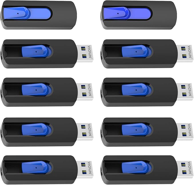 10 Pack 64GB USB Flash Drives USB 2.0 Flash Drive Slide Retractable USB Memory Stick 64GB, Blue
