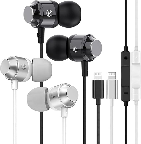 (2Pack) Wired Headphones for iPhone Earbuds with Lightning Connector (Built-in Microphone & Volume Control) Wired Ear Buds Earphones Compatible with iPhone 14 13 12 11 Pro Max/X XS Max XR/8 7 Plus