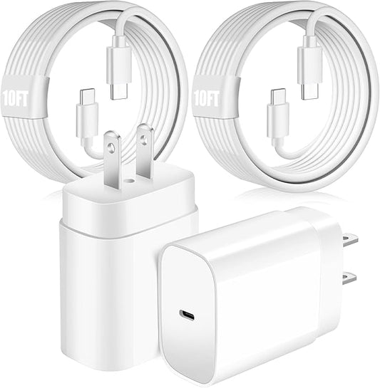 Samsung Fast Charger 2Pack 10FT Long USB C Samsung Charger Fast Charging Cord 25W USB C Chargers Fast Charging Block,Type C Wall Chargers for SamsungGalaxy S25 Ultra/S25+/S24+/S23/S22/S21/S20/A54/A16