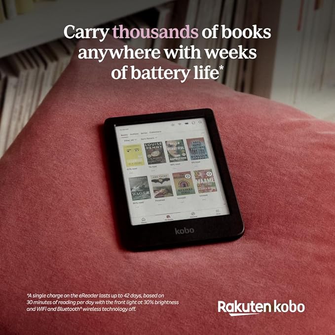 Kobo Clara Colour | Colour eReader | 6” Glare-Free Colour E Ink Kaleido™ 3 Display | Dark Mode Option | Waterproof | Audiobooks | 16GB of Storage | Black