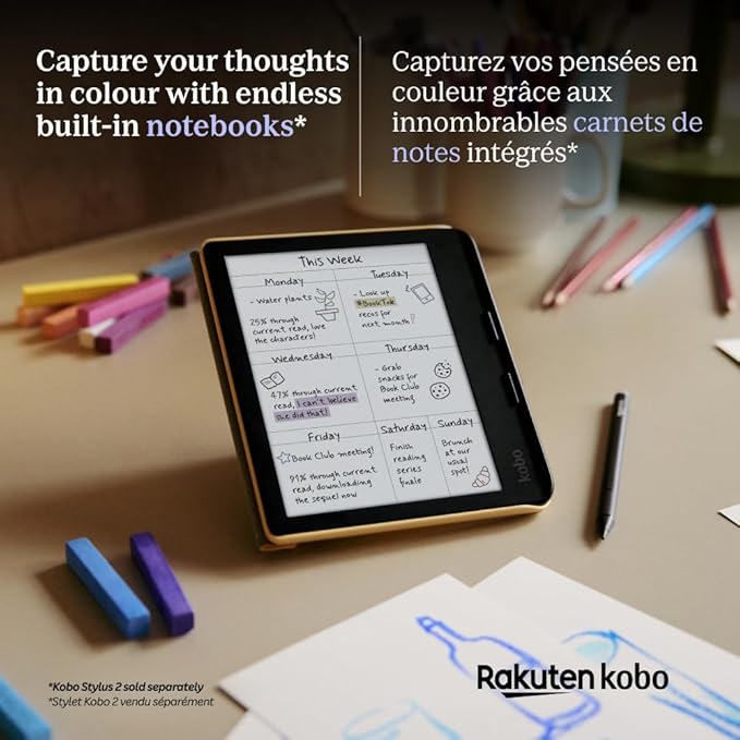 Kobo Libra Colour | eReader | 7” Glare-Free Colour E Ink Kaleido™ 3 Display | Dark Mode Option | Audiobooks | Waterproof | White