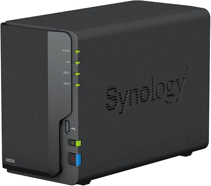 Synology DS223 Diskstation NAS (Realtek RTD1619B Quad-Core 2GB Ram 1xRJ-45 1GbE LAN-Port) 2-Bay with 2X 4TB WD Red Plus (Total 8TB)