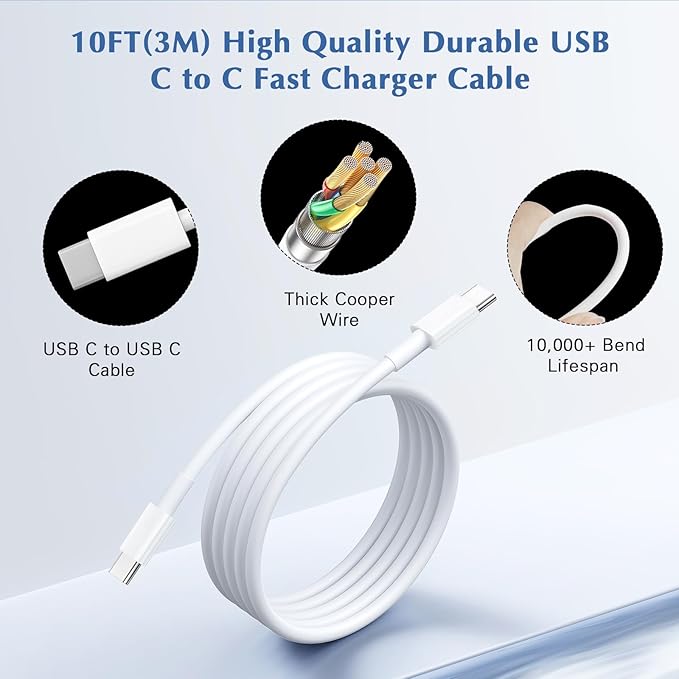Fast USB C Charger for Samsung,45W Samsung Charger Fast Charging Block,2Pack USB C Android Phone Chargers 10FT Long TypeC Charging Cord for SamsungGalaxy S25 Ultra/S25+/S24 FE/S24+/S23/S22 FE/S21/S20+