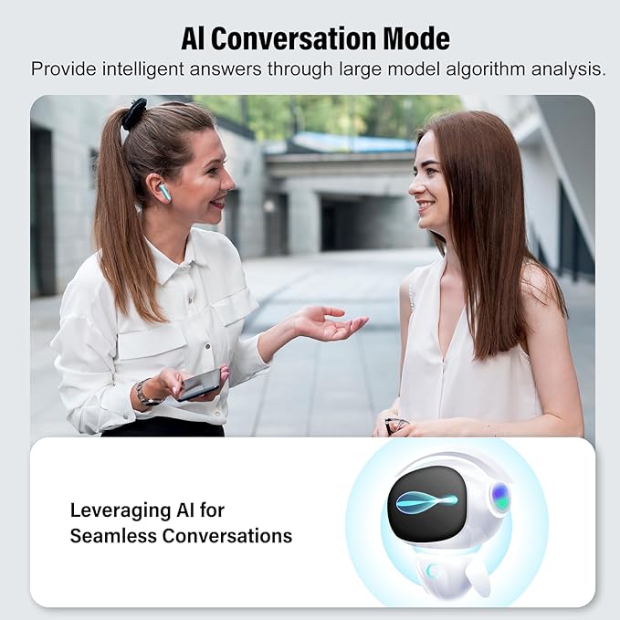 AI Language Translation Earbuds, 3-in-1 Translator Earbuds Real Time with 7 Translation Modes, with Audio and Video Call, 164 Language Bluetooth 5.3 Headphones Translating Device, Light Blue