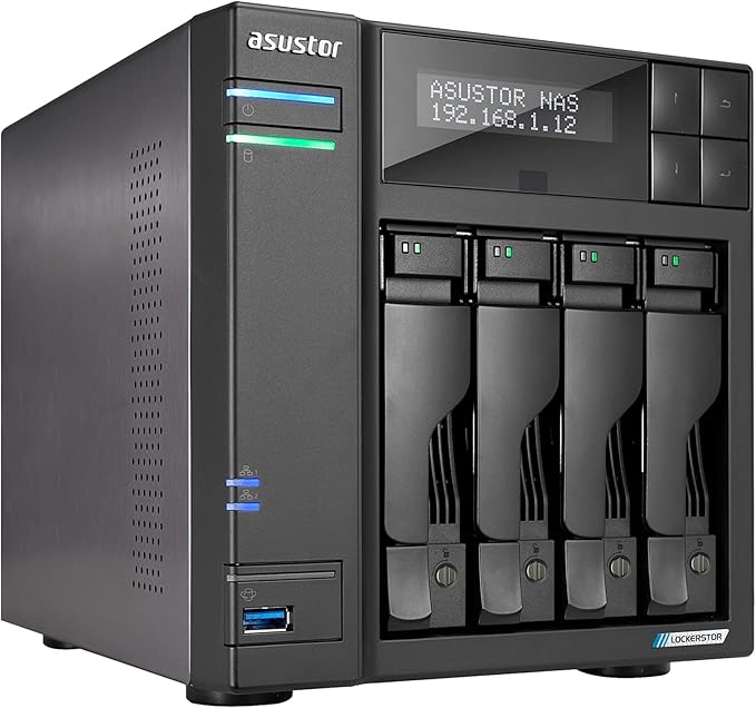 Asustor Lockerstor 4 AS6604T - 4 Bay NAS, Quad-Core 2.0GHz CPU, 2 2.5GbE Ports, 4GB RAM DDR4, 2 M.2 SSD Slots, Network Attached Storage (Diskless)