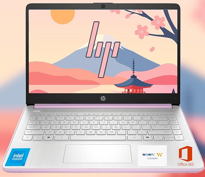 HP Ultrabook, Intel CPU, 16GB RAM, 1.6TB Storage (128GB OnBoard w/ 512GB Portable Drive + 1TB OneDrive), Up to 12 Hours Battery Life, Windows 11 Pro, Honey Lavender, w/WOWPC 3-in-1 Bundle