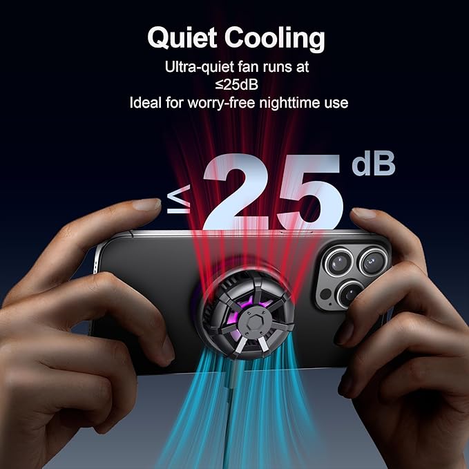 Wireless Cooling Charger for MagSafe, Preocean 15W Fast Wireless Charging Pad with Built-in Fan, Phone Cooler for Gaming, Magnetic Compatible with iPhone 17/16/15/14/13/12 Series.