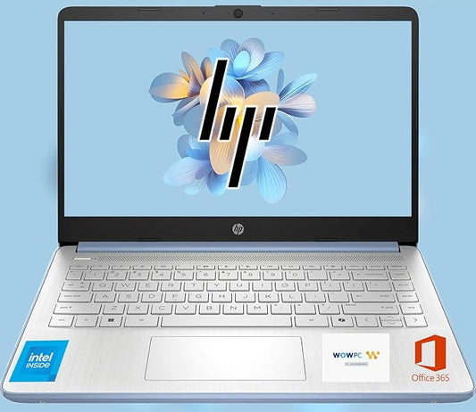 HP 14 Ultrabook, Intel CPU, 16GB RAM, 1.6TB Storage (128GB OnBoard w/ 512GB Portable Drive + 1TB OneDrive), Up to 12 hrs Battery Life, Windows 11 Home, Sky Blue, w/WOWPC 3-in-1 Bundle