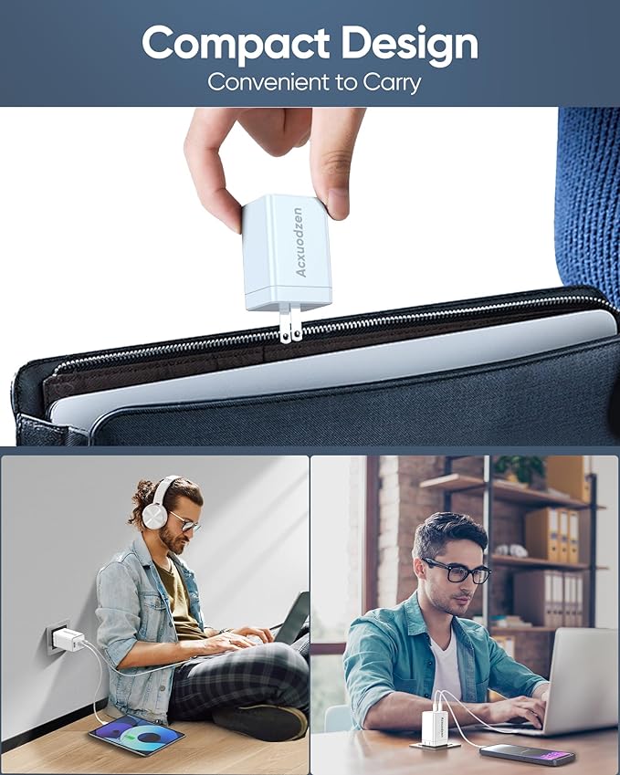 [2 Pack] USB C Charger Block 160W, 3-Port GaN Super Fast Charger, Dual 65W Type C Charging Block, Foldable QC3.0 Laptop Fast Charging for MacBook, iPhone, Samsung, Galaxy, iPad, Android, White