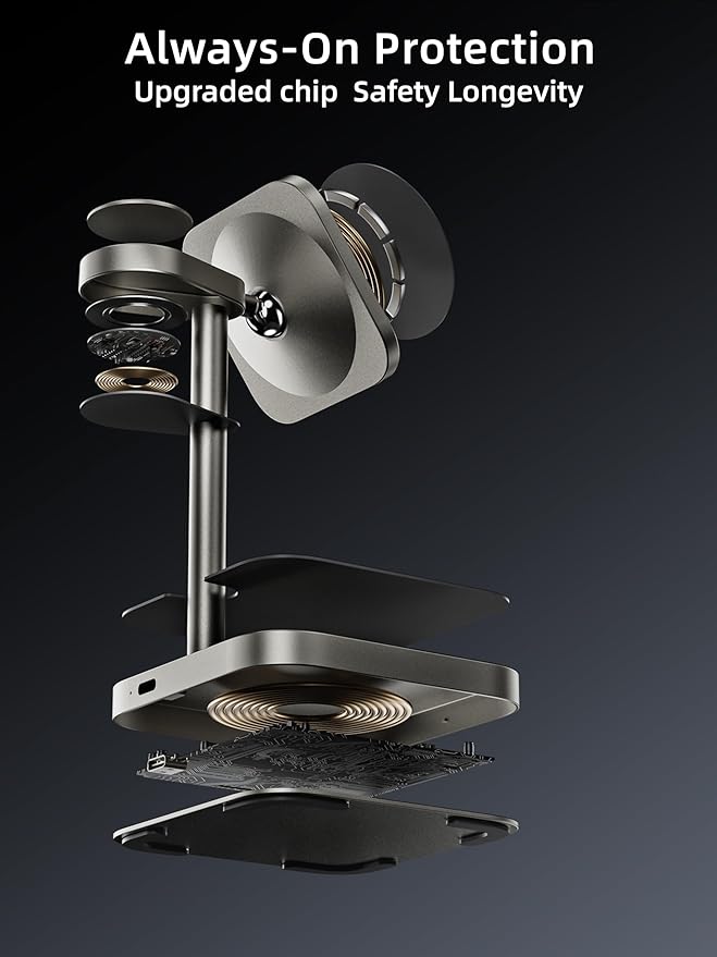 [Qi2 Certified ] LULULOOK 3 in 1 Charging Station with MagSafe, 15W QI2 Wireless Charger Stand Magnetic Charger for iPhone 17/16/15/14/13/12 Series, AirPods Pro/3/4, Apple Watch with 30W PD Adapter