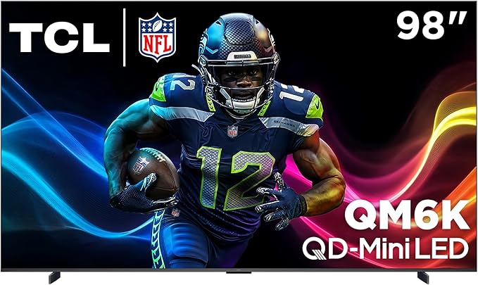 TCL 98 Inch Class QM6K Series | Mini LED QLED 4K HDR | 98QM6K, 2025 Model | 120HZ-144HZ High Brightness Smart Google TV Dolby Atmos Onkyo Audio | Voice Remote Alexa Gaming Streaming Television