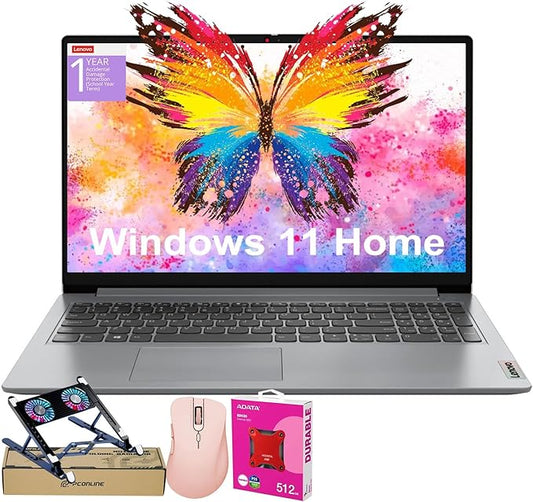 Lenovo Essential Laptop | Ideapad 1i | 36GB RAM | 15.6" FHD Display | 1.5TB Storage | 1 Yr Office 365 ADP | Intel Quad-Cores Processor | HDMI | Wi-Fi 6 | Win11 Home | w/Mouse & Laptop Cooler