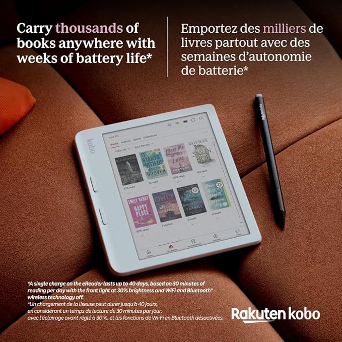 Kobo Libra Colour | eReader | 7” Glare-Free Colour E Ink Kaleido™ 3 Display | Dark Mode Option | Audiobooks | Waterproof | White
