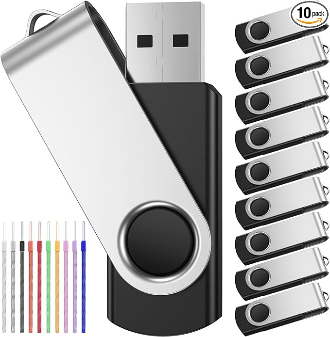 10 Pack 64GB Flash Drives, USB 2.0 Thumb Drive Memory Stick for PC Laptop Data Storage