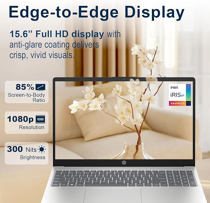 HP Laptop 15 | Intel i7-1255U 10-Core Processor | 64GB DDR4 RAM | 1TB PCIe SSD | 15.6" FHD 1080p Display | Windows 11 Pro | Thin Notebook with Ultrabook-Level Performance for Work & Study