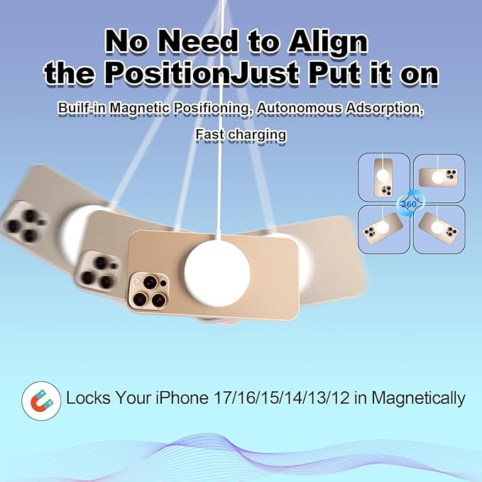 Magnetic Wireless Charger 2Pack 6FT Mag-Safe Charger iPhone Wireless Charger Pad with USB C Charger Plug for iPhone 17 16 15 14 13 12 11 Pro Max/iPhone 16 15 14 Plus/AirPods 2 3 4/AirPods Pro 2 3