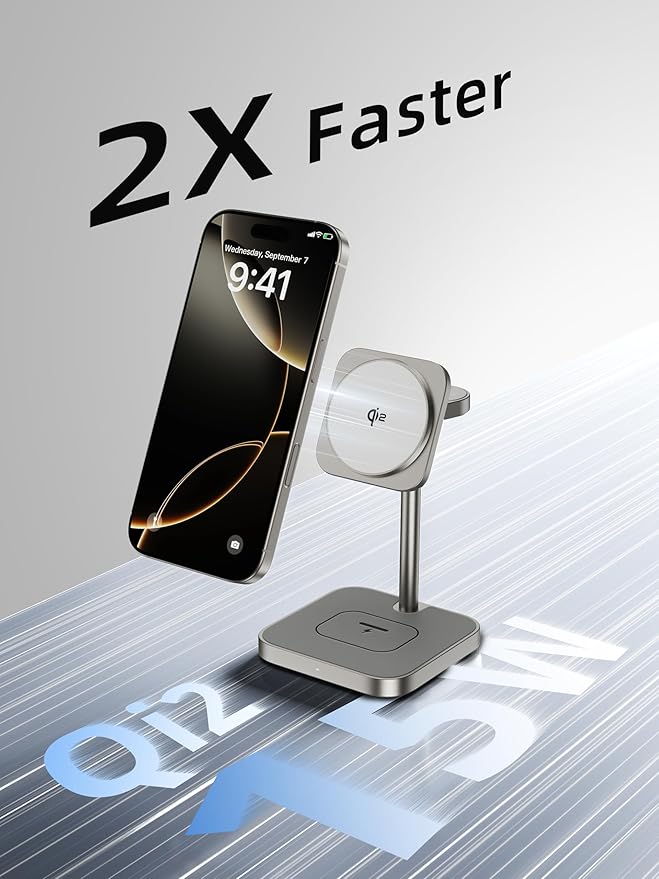 [Qi2 Certified ] LULULOOK 3 in 1 Charging Station with MagSafe, 15W QI2 Wireless Charger Stand Magnetic Charger for iPhone 17/16/15/14/13/12 Series, AirPods Pro/3/4, Apple Watch with 30W PD Adapter