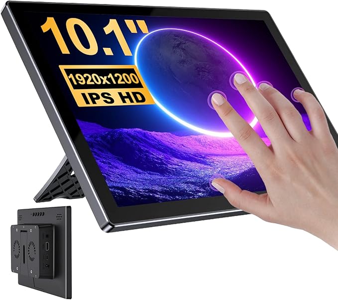 10.1 Inch Touchscreen for Raspberry Pi,5-Point 1920 * 1200 IPS touchscreen Portable Monitor with HDMI Interface Dual-Speaker for Raspberry Pi 5/4B/3B+/3B/B+ Jetson Nano Win11/10/8/7(10.1'' 1920*1200)