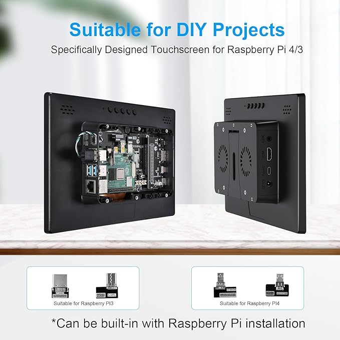 10.1 Inch Touchscreen for Raspberry Pi,5-Point 1920 * 1200 IPS touchscreen Portable Monitor with HDMI Interface Dual-Speaker for Raspberry Pi 5/4B/3B+/3B/B+ Jetson Nano Win11/10/8/7(10.1'' 1920*1200)