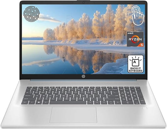 HP 17.3" Business Laptop, 17.3" Anti-Glare HD+ Touchscreen, AMD Ryzen 5 7430U, 32GB RAM, 1TB PCIe SSD, Backlit Keyboard, Fingerprint Reader, HD Camera, HDMI, Wi-Fi 6, Windows 11 Home, Blue