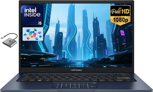 ASUS Vivobook Laptop for Student Business Home School Study, 14" FHD Intel 10-Core (Best i7-1255U), 40GB RAM 2TB SSD, Private Webcam, Windows 11 Pro