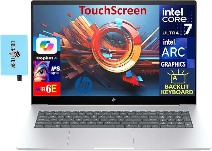 HP Envy AI Powered Laptop 17.3" Touchscreen IPS FHD Display (Intel Ultra 7-155H, 16GB DDR5, 1TB PCIe SSD, Intel Arc, Backlit KB, Thunderbolt 4, WiFi 6E, Webcam, Win 11 Pro) w/DKZ USB Port Expander