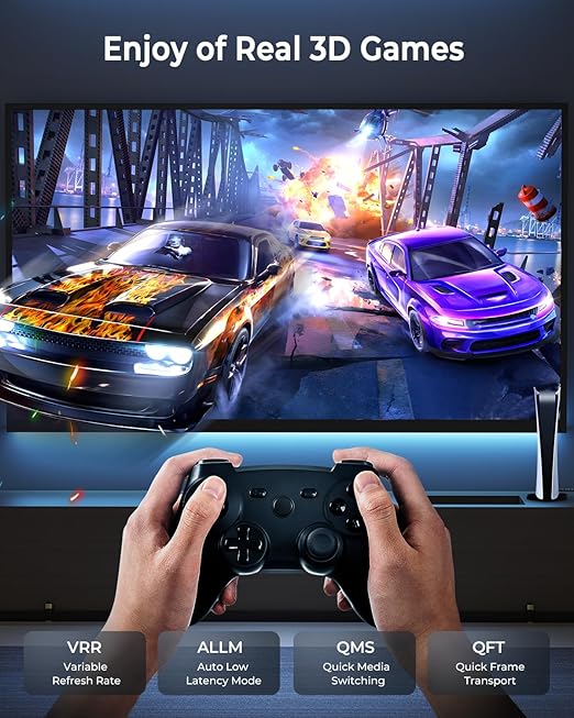 8K HDMI Cable 8 ft 2Pack, 48Gbps High Speed HDMI 2.1 Cable, Braided HDMI Cable 2.1 8K 60Hz 4K 120Hz Support for HDR eARC HDCP 2.2/2.3, HDMI Cord Compatible with HDTV, Laptop, Monitor, PC