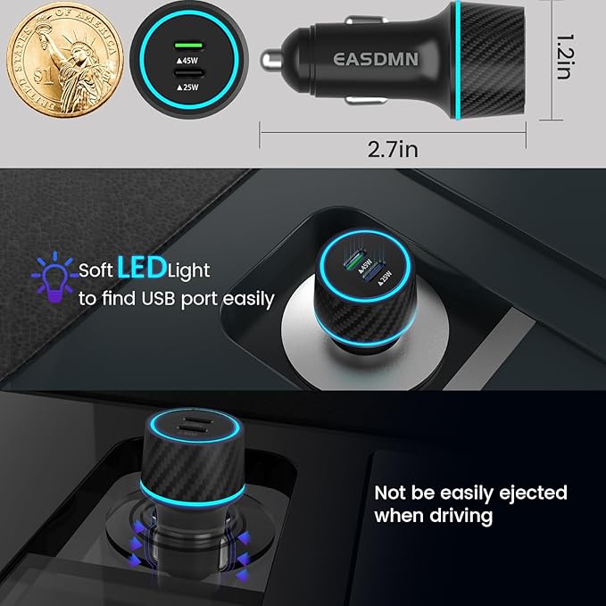 45W USB-C Charger, 2-Pack 45 Watt Super Fast Charger Type C PPS Wall/Car Charger for Galaxy S24 Ultra/S24+/S23 Ultra/S23+/S23/S22 Ultra/Note 10+, Tab S9 (6.6FT+3.3FT 5A Type C Cable)