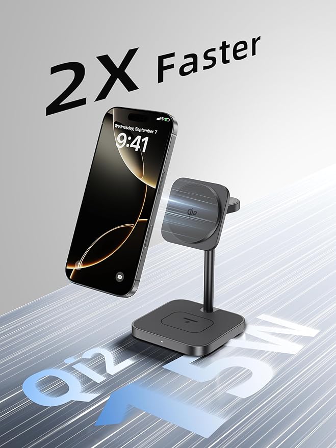 [Qi2 Certified ] LULULOOK 3 in 1 Charging Station with MagSafe, 15W QI2 Wireless Charger Stand Magnetic Charger for iPhone 17/16/15/14/13/12 Series, AirPods Pro/3/4, Apple Watch with 30W PD Adapter