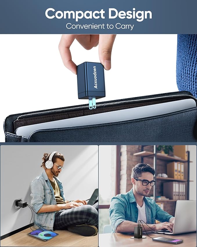 [2 Pack] USB C Charger Block 160W, 3-Port GaN Super Fast Charger, Dual 65W Type C Charging Block, Foldable QC3.0 Laptop Fast Charging Adapter for MacBook, iPhone, Samsung, Galaxy, iPad, Android, Black