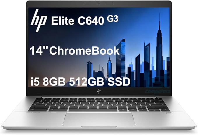 HP Elite C640 G3 Chromebook Plus Enterprise 14 Laptop (14" FHD, Intel i5-1245U vPro, 8GB RAM, 512GB SSD, 10-Core (>i7-1165G7)) for Business, College, Backlit, Fingerprint, 2x Thunderbolt 4, Chrome OS