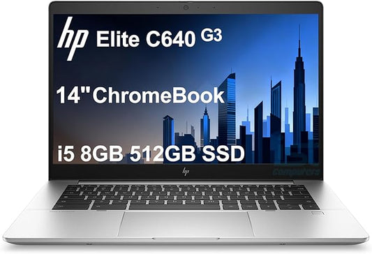 HP Elite C640 G3 Chromebook Plus Enterprise 14 Laptop (14" FHD, Intel i5-1245U vPro, 8GB RAM, 512GB SSD, 10-Core (>i7-1165G7)) for Business, College, Backlit, Fingerprint, 2x Thunderbolt 4, Chrome OS