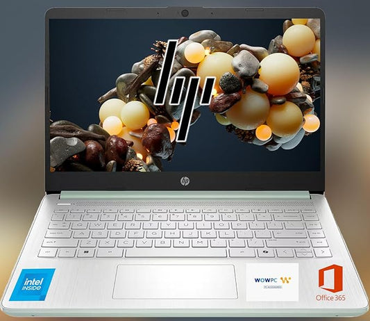 HP 14 Ultrabook, Intel CPU, 16GB RAM, 1.6TB Storage (128GB OnBoard w/ 512GB Portable Drive + 1TB OneDrive), Up to 12 hrs Battery Life, Windows 11 Home, Willow Green, w/WOWPC 3-in-1 Bundle