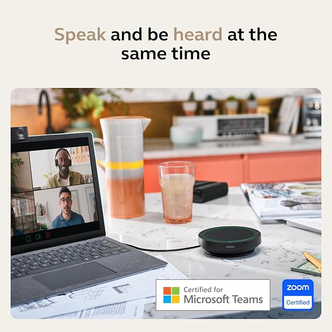 Jabra Speak2 75 (2025 Edition) Wireless Bluetooth Speakerphone - 4 Noise-Cancelling Mics, 65mm Speakers - New Linking Feature - USB-C Dongle - Certified for Zoom and Google Meet - Dark Grey