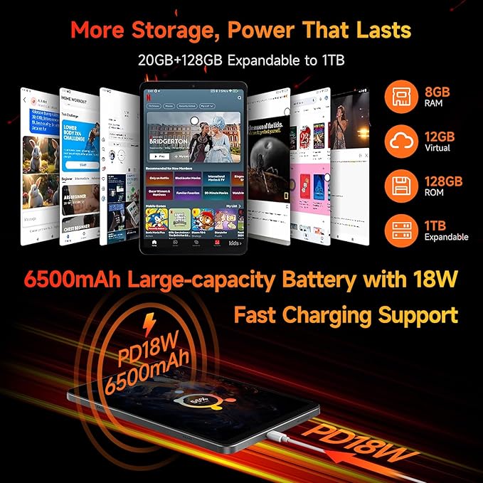 10.1 inch Snapdragon 685 Android 14 Tablet, FHD IPS 1920x1200 Resolution 60Hz Reflex Bpad 10 Pro with Widevine L1, 20GB+128GB(1TB TF), 5MP+5MP Camera, 4G LTE+2.4G/5G WiFi+BT5.0+GPS, 6500mAh