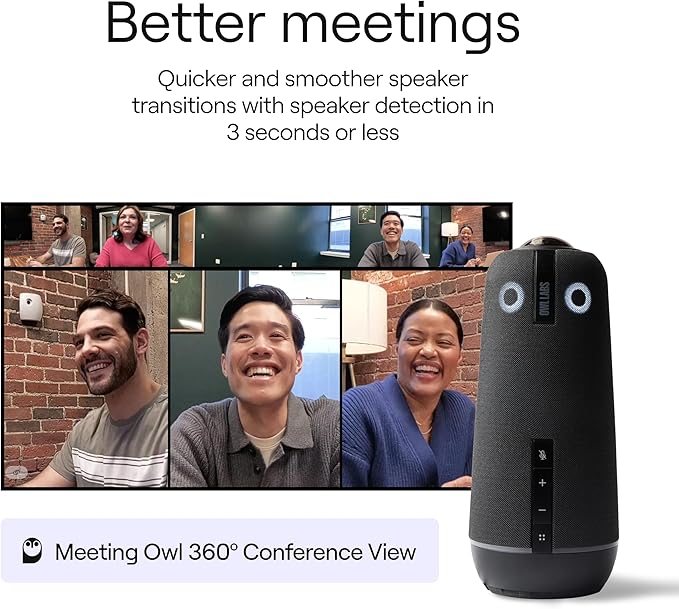Owl Labs Meeting Owl 4+ Premium Pack - 360 Degree, 4K Smart Video Conference Camera, Microphone, and Speaker (Includes Accessories and Warranty)