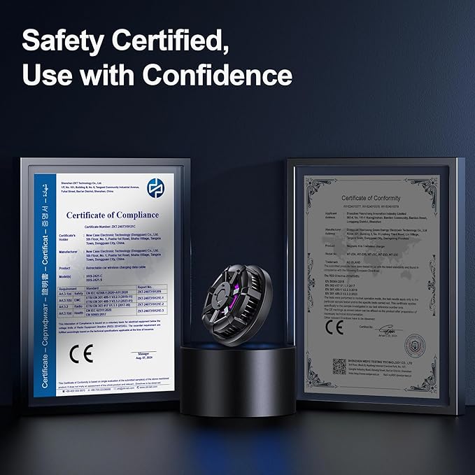 Wireless Cooling Charger for MagSafe, Preocean 15W Fast Wireless Charging Pad with Built-in Fan, Phone Cooler for Gaming, Magnetic Compatible with iPhone 17/16/15/14/13/12 Series.