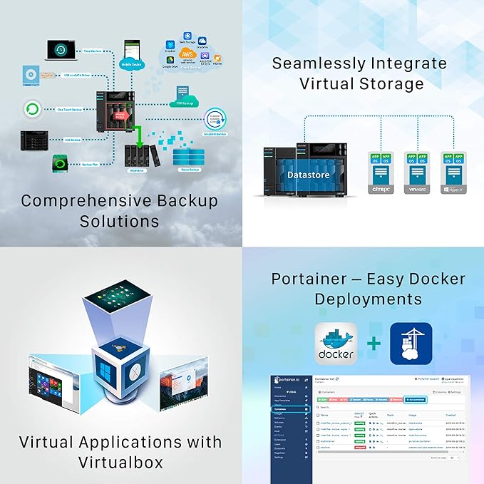 Asustor Lockerstor 4 AS6604T - 4 Bay NAS, Quad-Core 2.0GHz CPU, 2 2.5GbE Ports, 4GB RAM DDR4, 2 M.2 SSD Slots, Network Attached Storage (Diskless)