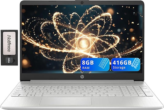 HP 15.6" FHD Anti-Glare Laptop, Intel i3-1215U, 8GB DDR4 RAM, 416GB Storage(256GB SSD + 160GB Docking Station Set), Intel UHD Graphics, Full Size Keyboard, Webcam, Windows 11, Silver